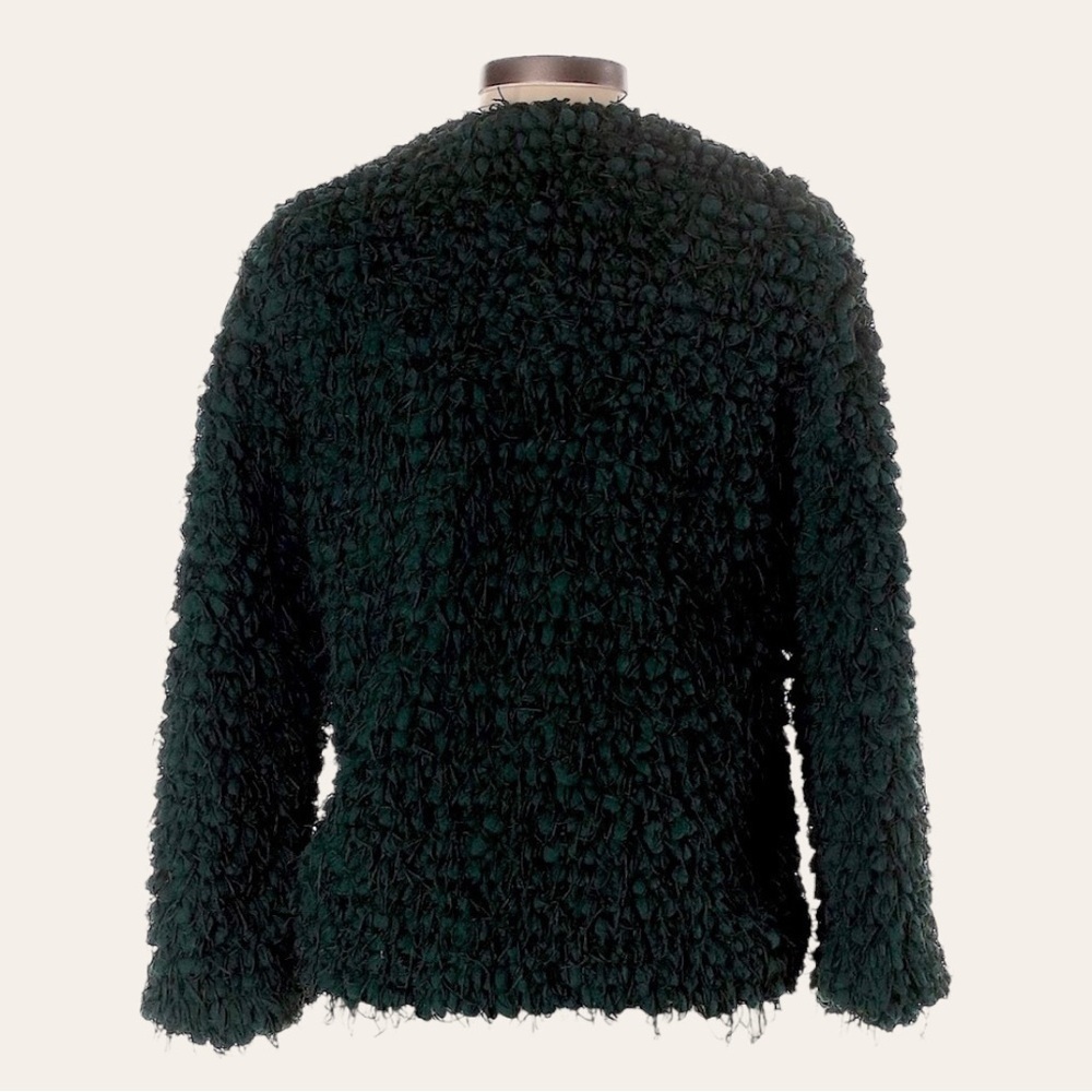 Zara Basic Green Loop Fringe Textured Jacket Xs O… - image 2